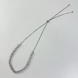 Joan Boyce Statement Necklace Adjustable Clear White Rhinestone Gems Silver Tone